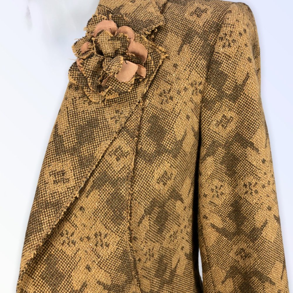 Brown Patterned Zara Basic Blazer/Jacket Size 8 - image 7